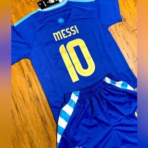 MESSI Youth Medium New Royal Blue Argentina 3rd Soccer Jersey Kit Size 26
